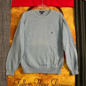 NAUTICA-men’s baby blue cotton long sleeve crewneck sweater